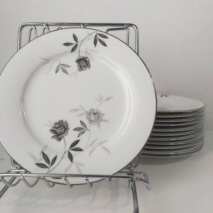 12 pcs set Noritake Vintage Fine China 8.1" Salad Plate Rose Rosamor Pattern